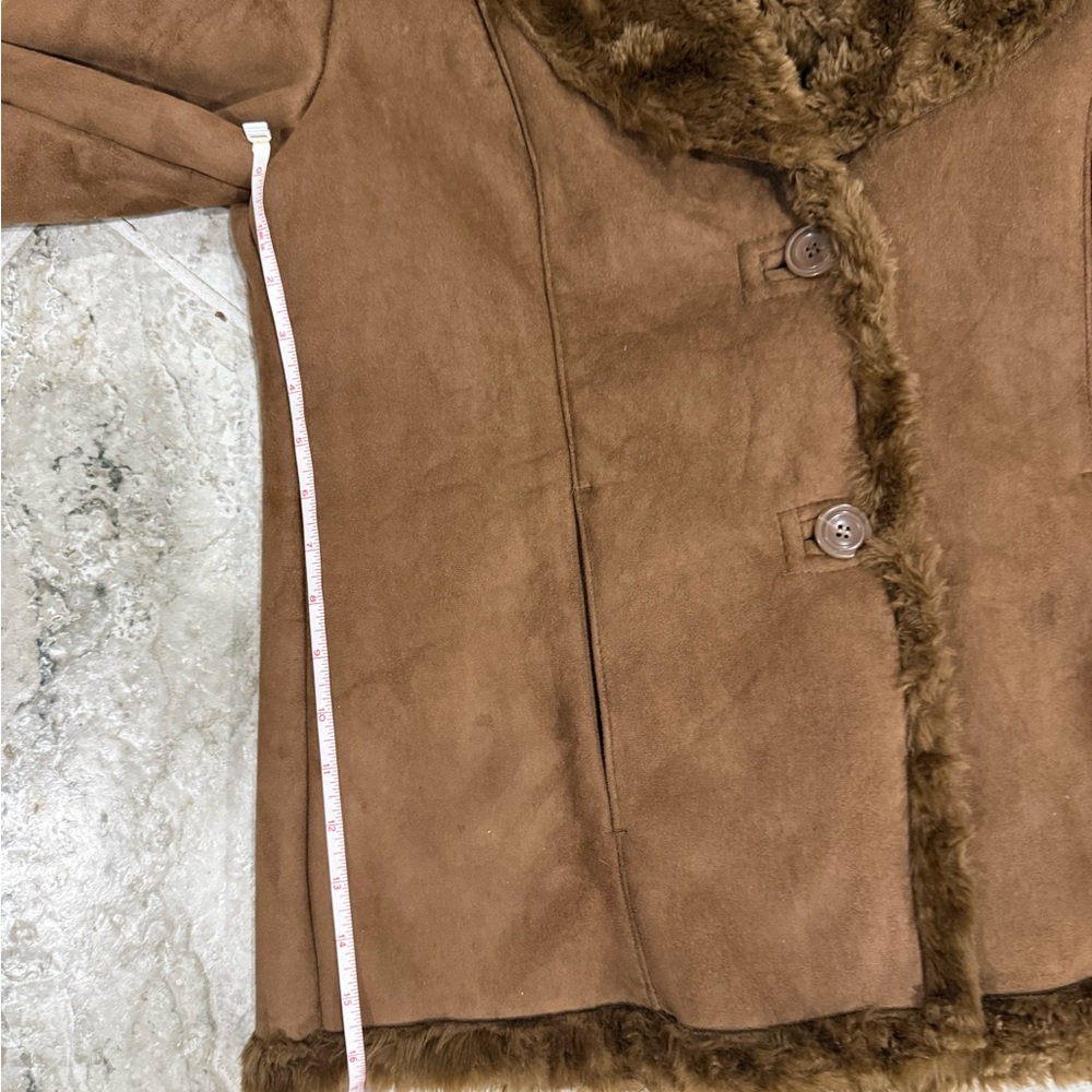 St. John's Bay Brown Faux Suede Teddy Jacket with Plush Collar - Picture 6 of 6